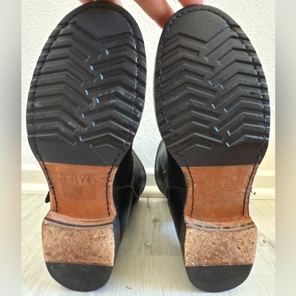 FRYE Veronica Short Harness Black Leather Moto Biker Boots Grunge Core Size 6.5 - Picture 12 of 14